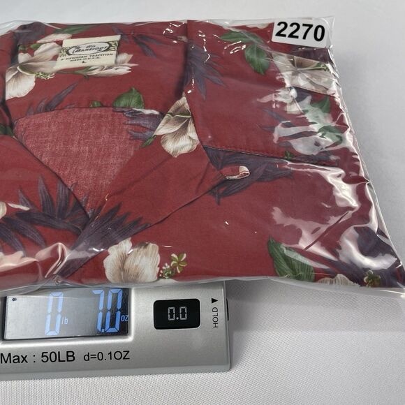 Go Barefoot Mens Button Up Short Sleeve Hawaii Floral Red- L - Picture 11 of 11